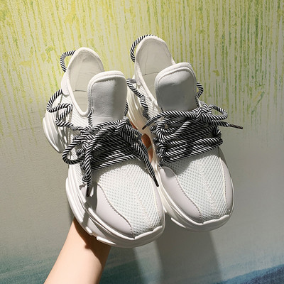 Tenisi casual dama cu sireturi colorate in negru, galben si alb