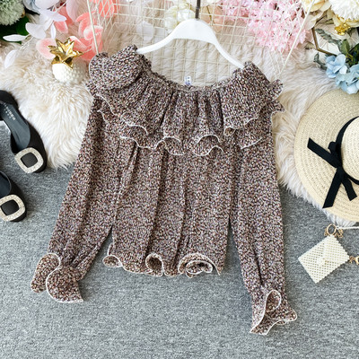 Bluză de damă modernă cu decolteu barcă și bucle în diferite culori