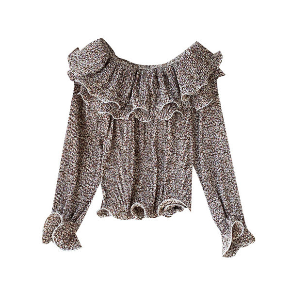 Bluză de damă modernă cu decolteu barcă și bucle în diferite culori