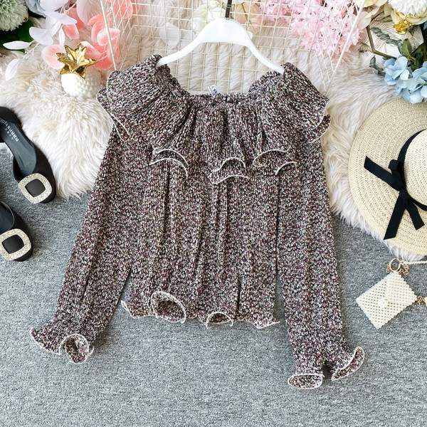 Bluză de damă modernă cu decolteu barcă și bucle în diferite culori