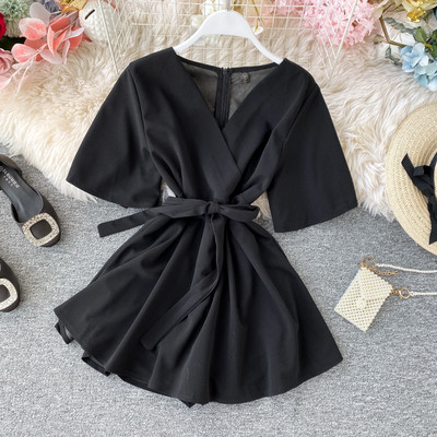 Κομψή γυναικεία μπλούζα με κοντό μανίκι και φερμουάρ στην πλάτη σε έξι χρώματα