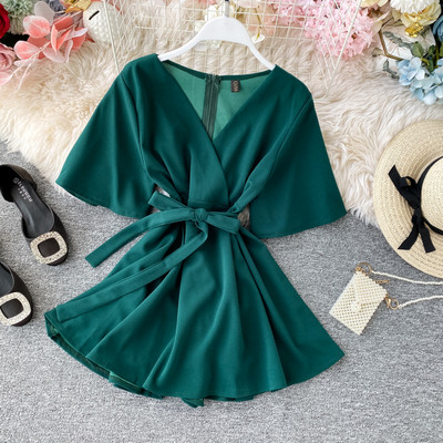 Κομψή γυναικεία μπλούζα με κοντό μανίκι και φερμουάρ στην πλάτη σε έξι χρώματα