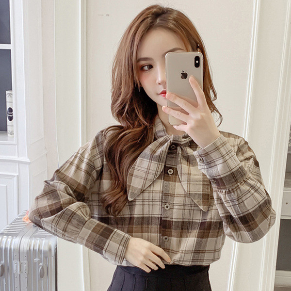 Cămașă casual de damă, în roz și maro, cu nasturi și mâneci largi