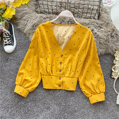 Κομψό γυναικείο πουκάμισο με λαιμόκοψη και κουμπιά σε πέντε χρώματα