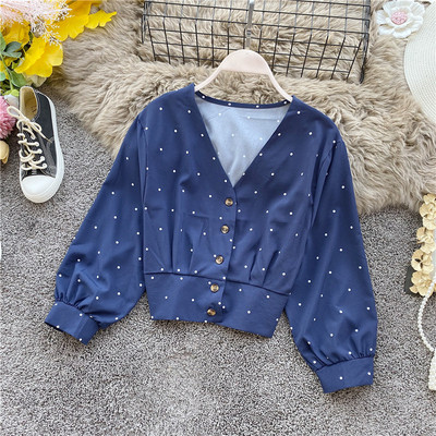 Κομψό γυναικείο πουκάμισο με λαιμόκοψη και κουμπιά σε πέντε χρώματα