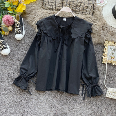 Stílusos női ing fűzős és hosszú ujjú fekete, fehér, bézs, piros és barna színben