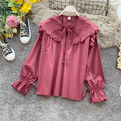 Stílusos női ing fűzős és hosszú ujjú fekete, fehér, bézs, piros és barna színben