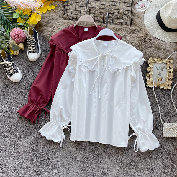 Stílusos női ing fűzős és hosszú ujjú fekete, fehér, bézs, piros és barna színben