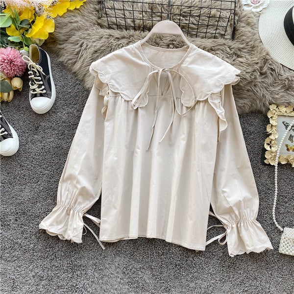 Stílusos női ing fűzős és hosszú ujjú fekete, fehér, bézs, piros és barna színben