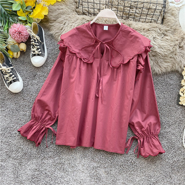 Stílusos női ing fűzős és hosszú ujjú fekete, fehér, bézs, piros és barna színben