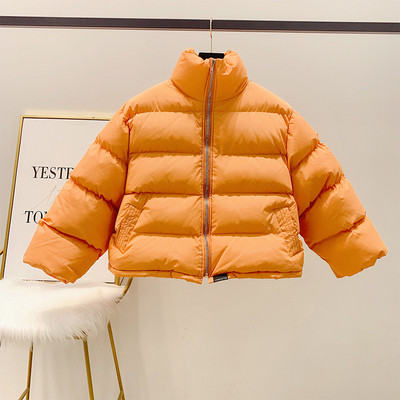 Χειμερινό γυναικείο μπουφάν με φερμουάρ σε πράσινο, πορτοκαλί, ροζ και λευκό χρώμα