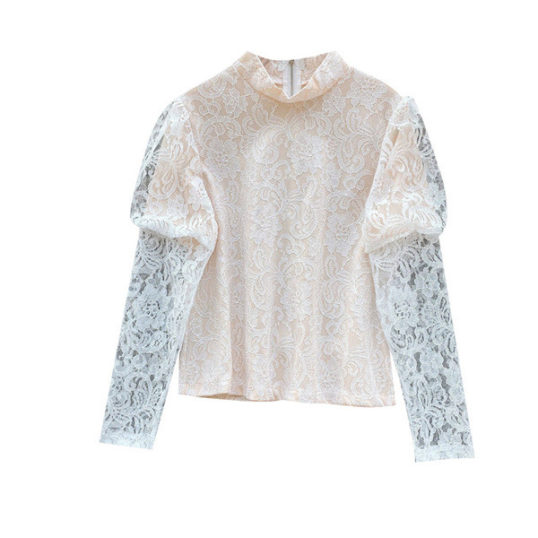 Modern női csipke ing fekete és bézs cipzárral