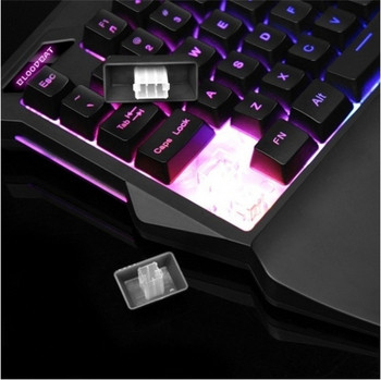Μηχανικό πληκτρολόγιο  παιχνιδιού για το ένα χέρι με πολύχρωμα φώτα LED σε μαύρο χρώμα