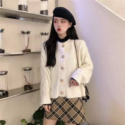 Női kötött kardigán széles modell kék, fehér és rózsaszín színekben