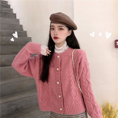 Női kötött kardigán széles modell kék, fehér és rózsaszín színekben