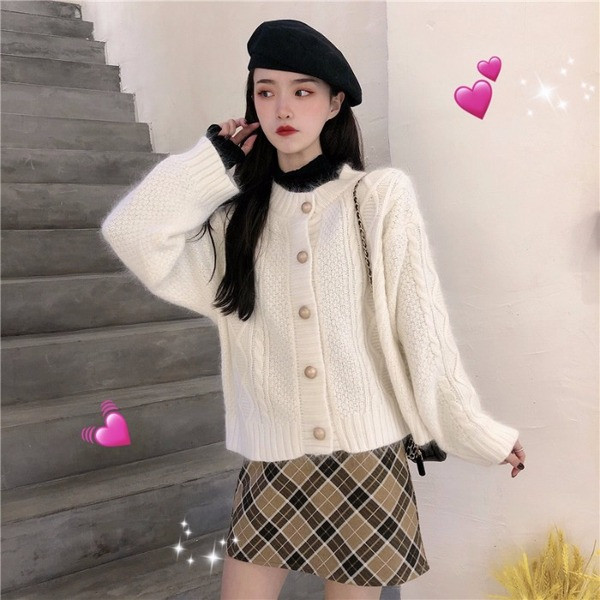 Női kötött kardigán széles modell kék, fehér és rózsaszín színekben