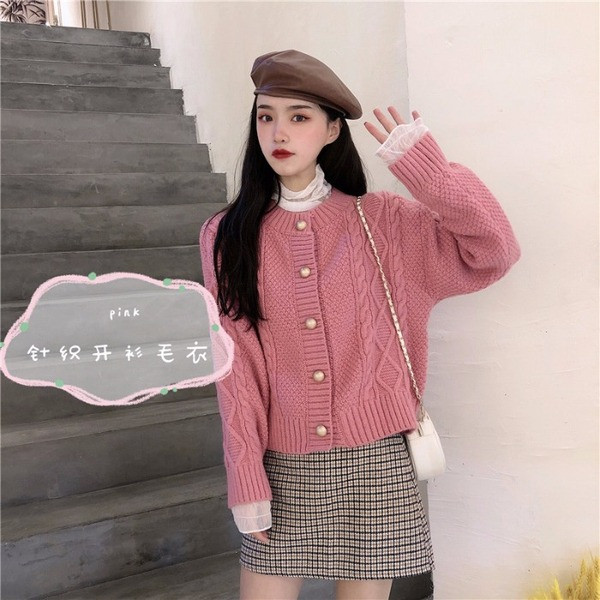 Női kötött kardigán széles modell kék, fehér és rózsaszín színekben