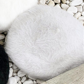 Beretă de tip pălărie de puf de damă modernă în gri, alb, negru, roșu și bej