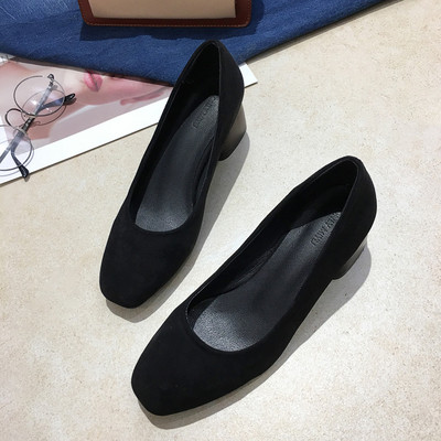 Γυναικεία μοντέρνα σουέτ παπούτσια με χοντρό τακούνι σε διάφορα χρώματα