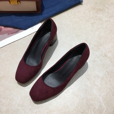 Γυναικεία μοντέρνα σουέτ παπούτσια με χοντρό τακούνι σε διάφορα χρώματα