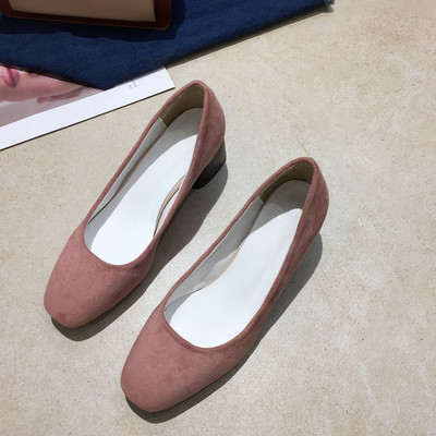 Γυναικεία μοντέρνα σουέτ παπούτσια με χοντρό τακούνι σε διάφορα χρώματα