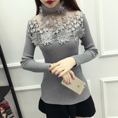 Γυναικείο πουλόβερ σε τέσσερα χρώματα με ψηλό κολάρο και στοιχεία 3D