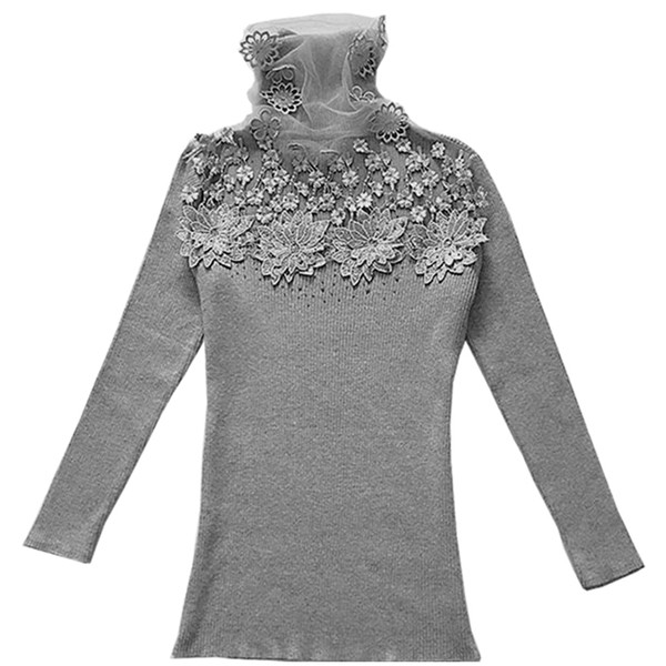 Γυναικείο πουλόβερ σε τέσσερα χρώματα με ψηλό κολάρο και στοιχεία 3D