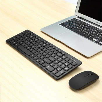 Безжичен ултратънък комплект от клавиатура и мишка в черен, розов, син и бял цвят