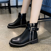 Γυναικείες μπότες φθινοπώρου-χειμώνα σε οικολογικό δέρμα και φερμουάρ σε μαύρο χρώμα