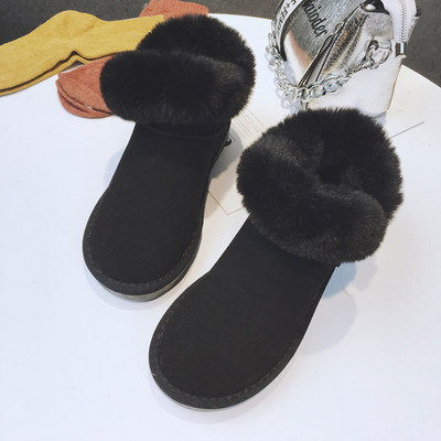 Cizme de iarnă de damă cu căptușeală moale și talpă plată în negru, bej, maro și gri