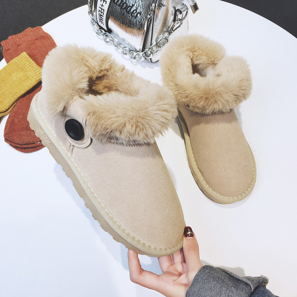 Cizme de iarnă de damă cu căptușeală moale și talpă plată în negru, bej, maro și gri