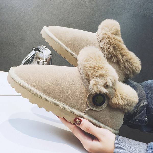 Cizme de iarnă de damă cu căptușeală moale și talpă plată în negru, bej, maro și gri