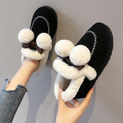 Γυναικεία φθινοπώρου-χειμώνα παπούτσια με μαλακή επένδυση και μαύρη, μπεζ και καφέ χρώμα με κορδέλα