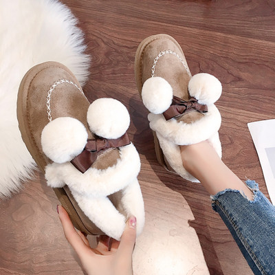 Γυναικεία φθινοπώρου-χειμώνα παπούτσια με μαλακή επένδυση και μαύρη, μπεζ και καφέ χρώμα με κορδέλα