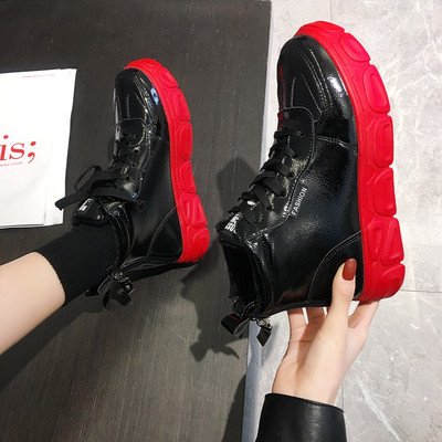 Γυναικεία αθλητικά casual αθλητικά παπούτσια με απαλή επένδυση και έγχρωμη  σόλα