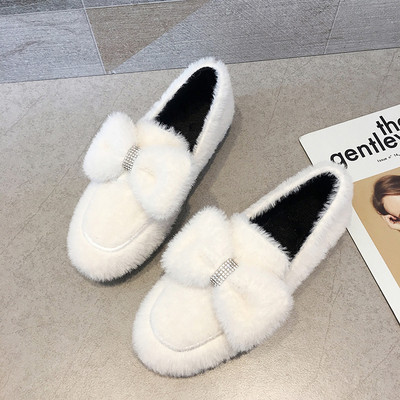 Χειμερινά παπούτσια χειμωνιάτικα χνουδωτά  με επίπεδη σόλα σε τρία χρώματα