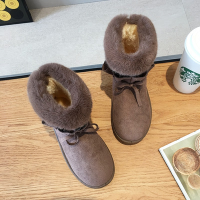 Γυναικείες χειμωνιάτικες μπότες με μαλακή επένδυση σε καφέ, μαύρο και μπεζ χρώμα