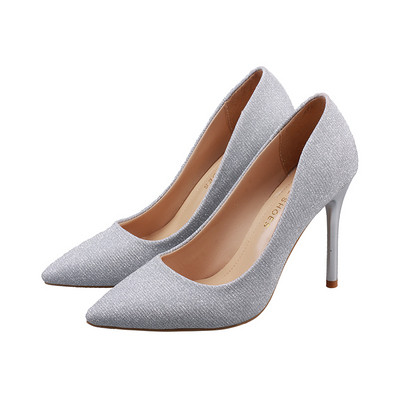 Γυναικεία μοντέρνα υποδήματα με λεπτή τακούνια, μαύρο, γκρι και χρυσό χρώμα - μυτερό μοντέλο