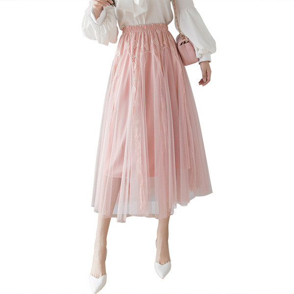 Modern női szoknya négy színben gumírozott derékkal és csipkével