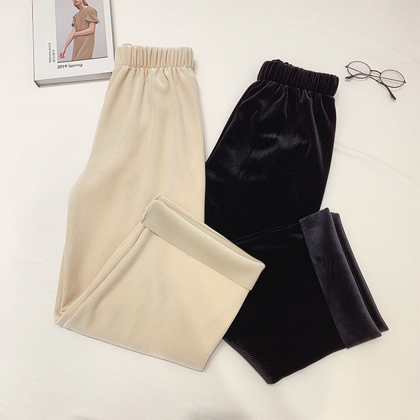 Női kordbársony nadrág magas derékkal, bézs és fekete színben