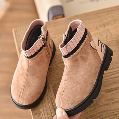 Bársonyos téli csizma cipzárral lányoknak fekete és barna színben