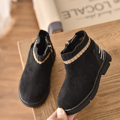 Bársonyos téli csizma cipzárral lányoknak fekete és barna színben