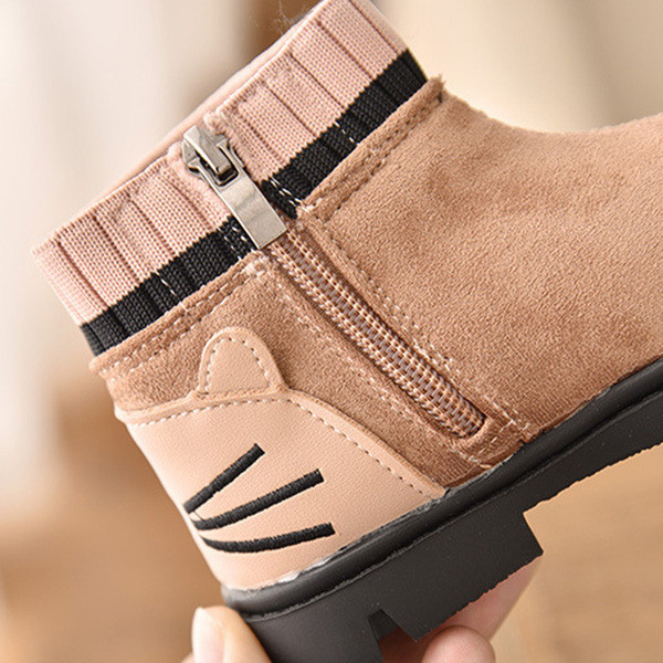 Bársonyos téli csizma cipzárral lányoknak fekete és barna színben