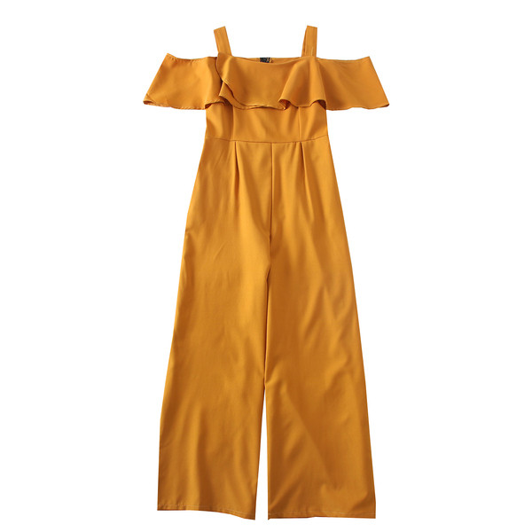 Modern női overál csupasz váll zöld, piros, sárga és fekete színekben