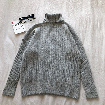 Női vastag pulóver három színben polo gallérral és hosszú ujjal