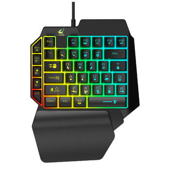 Геймърски комплект от мишка и клавиатура с LED светлини в черен цвят