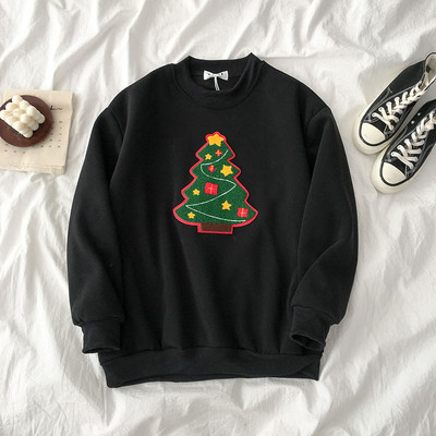 Bluză de damă în patru culori cu decolteu rotund și motiv de brad de Crăciun