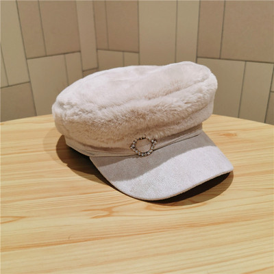 Γυναικείο χειμερινό χνουδωτό καπέλο  με γείσο και καφέ, μπεζ, μπλε, μαύρο και ροζ χρώμα