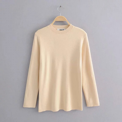 Vékony kötésből készült női pulóver bézs, fekete, sárga és kék színekben