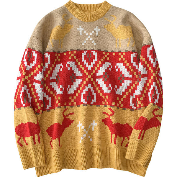 Női karácsonyi pulóver széles modell három színben, kerek nyakkivágással